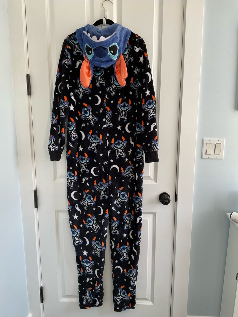 Disney Stitch Hooded Fleece Onesie - Blue & Black with Orange Accents - Picture 6 of 8